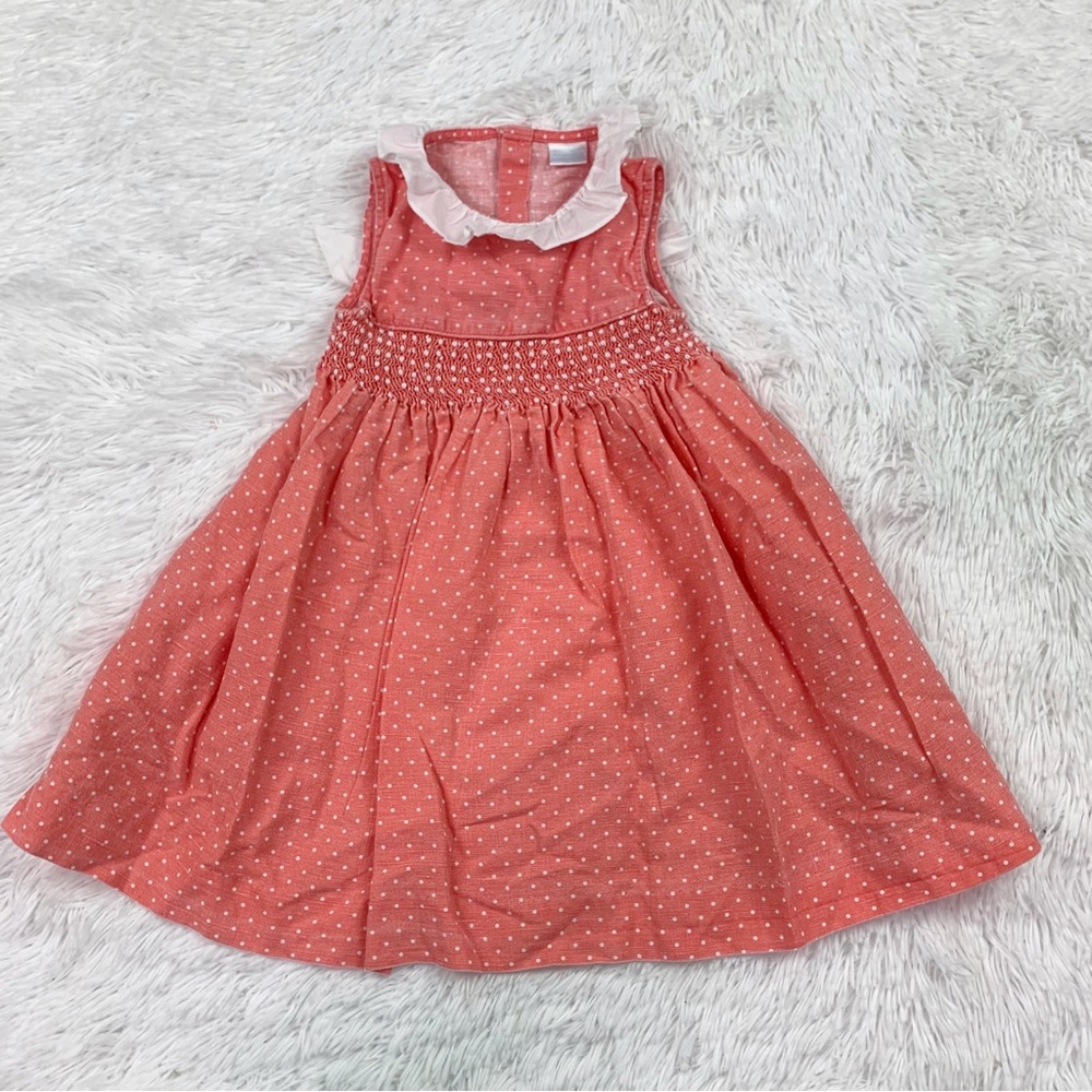 EdgeHill collection sleeveless linen blend smocked dress ruffle‎ collar